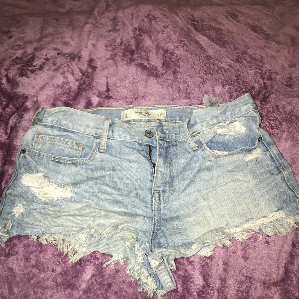 Light Wash Distressed Shorts